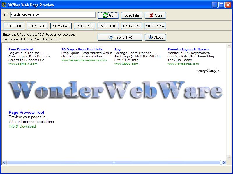 DiffRes Web Page Preview software